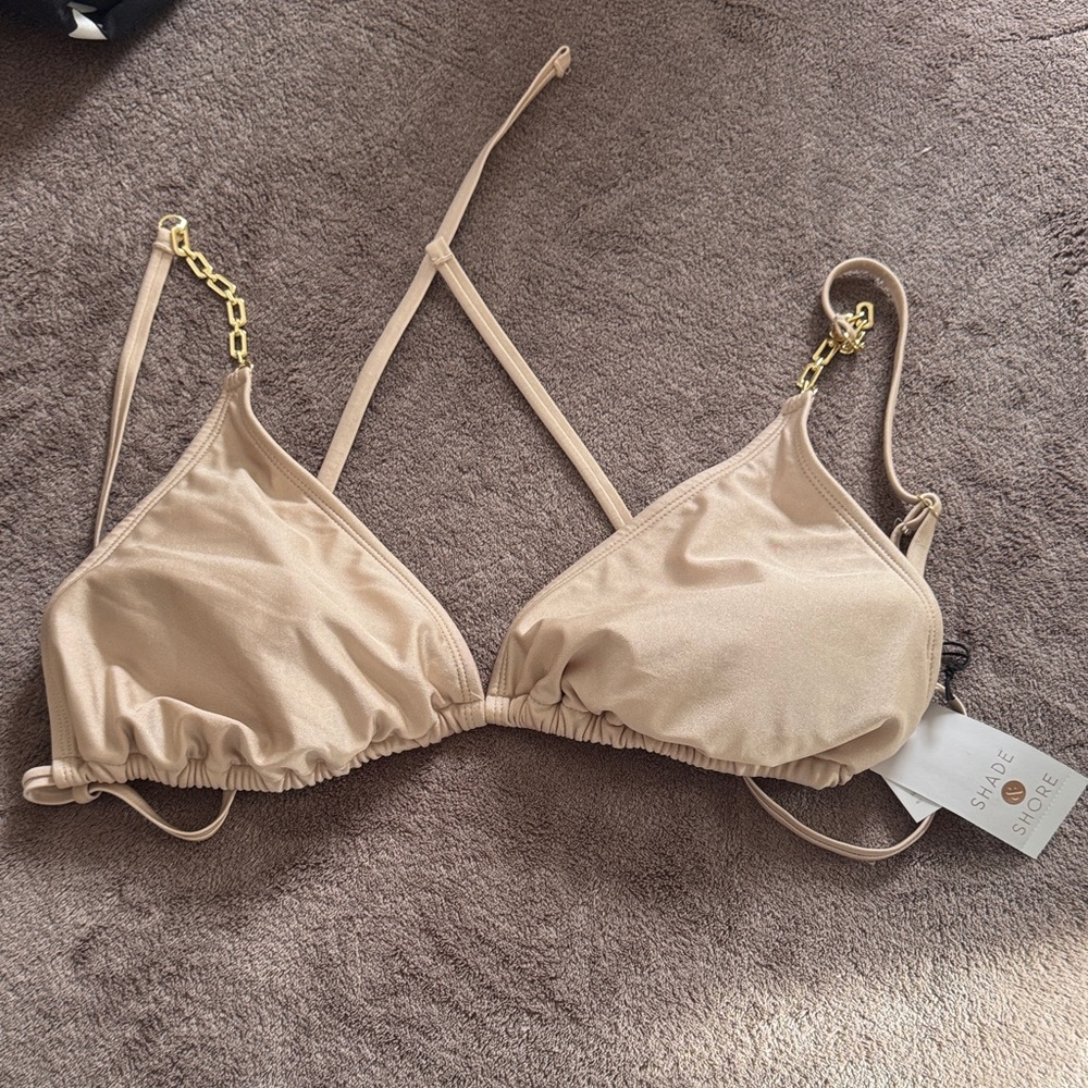 Shade & Shore Gold Accent Nude Bralette